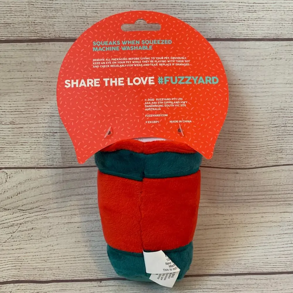 Happy Howlidays Gingerbread Puppuccino Dog Toy Plush Stuffed Squeaker Coffee Cup